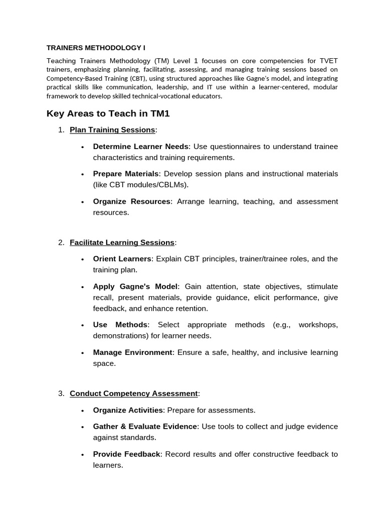 TRAINERS METHODOLOGY I - Module | PDF | Learning | Methodology