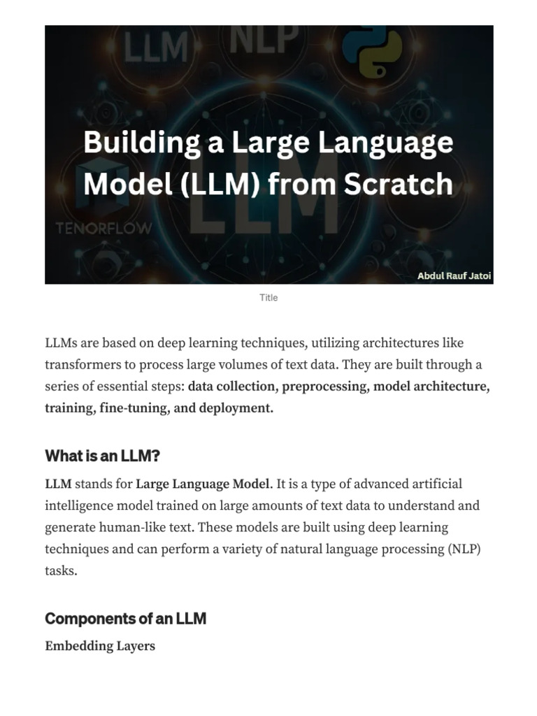 Building A Large Language Model (LLM) From Scratch - by Abdul Rauf ...