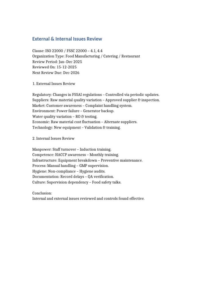 External Internal Issues Review | PDF