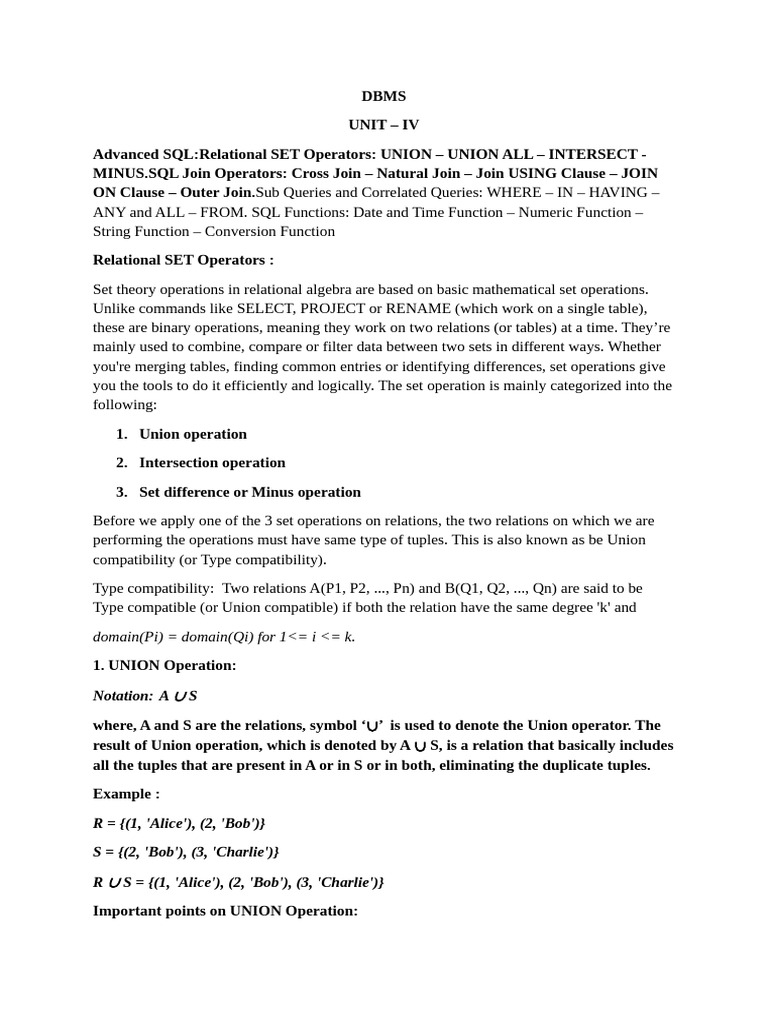 DBMS - Unit 4 | PDF | Mathematics | Databases