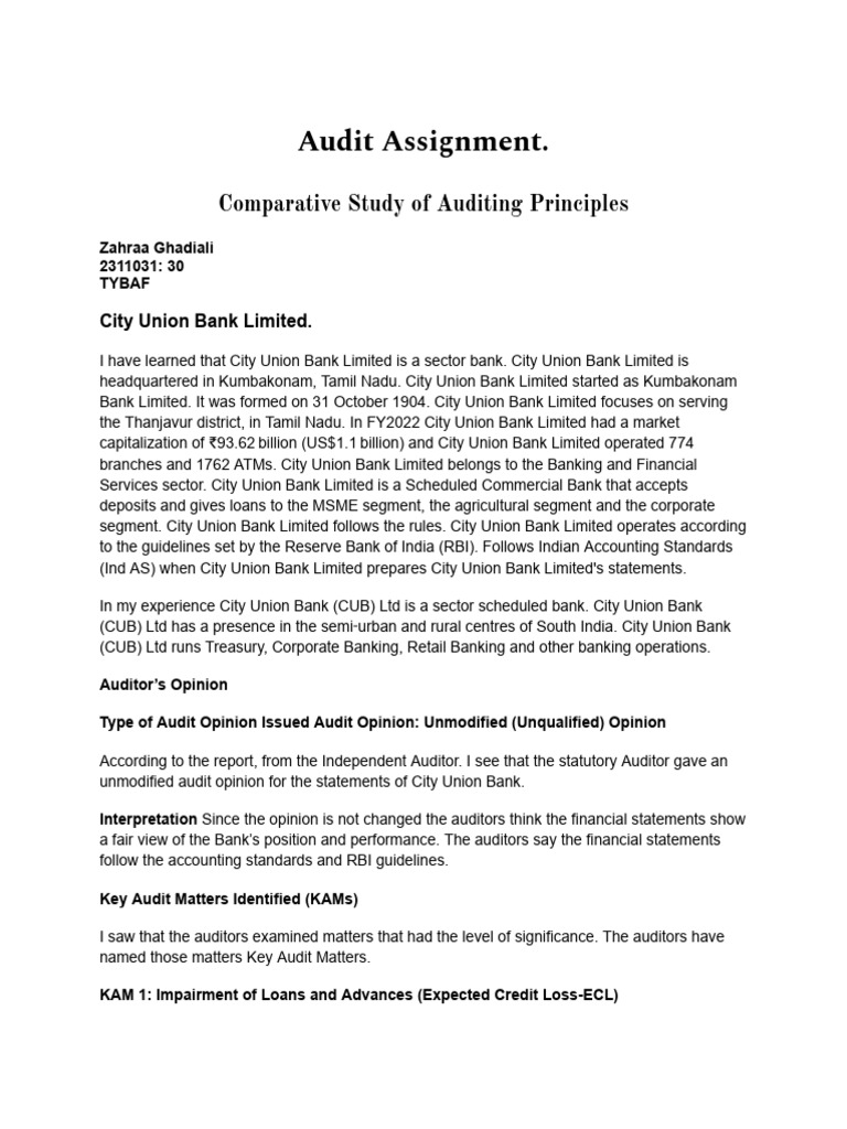Audit Assignment | PDF | Audit | Financial Audit
