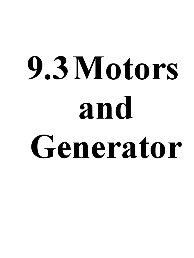 9.3 Motors and Generators Notes PDF Induction