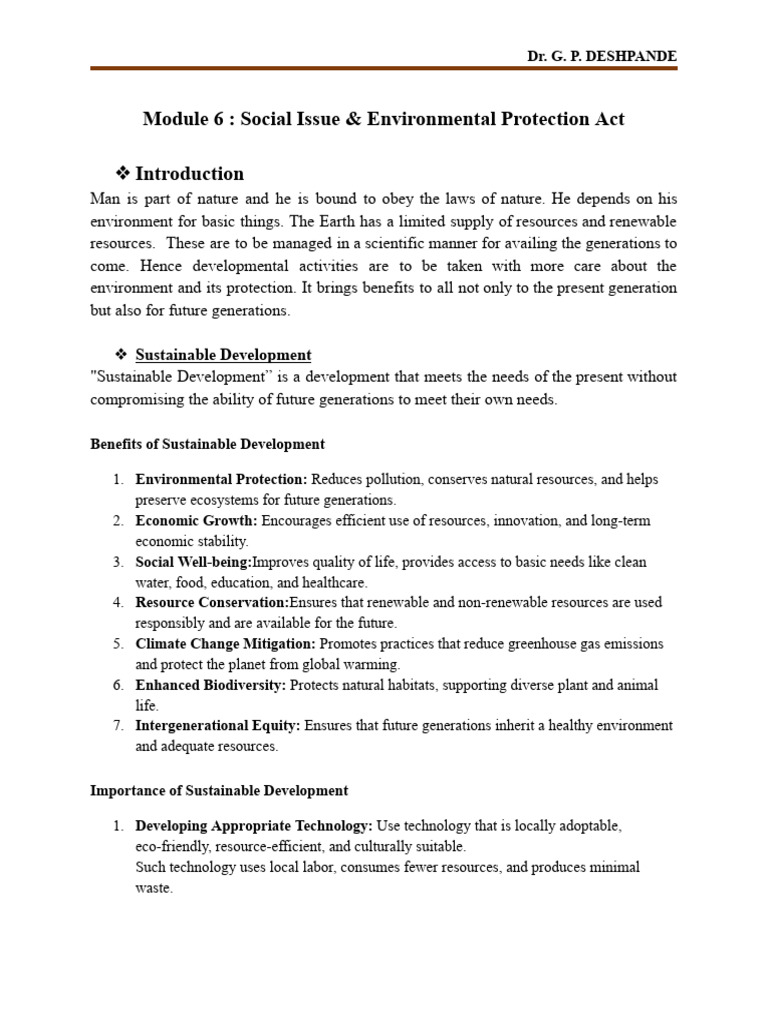 Unit 6 - Social Issue & Protection Act | PDF | Pathogen | Sustainability
