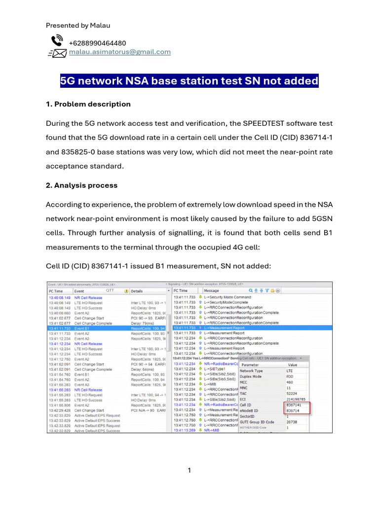 5G Network NSA Base Station Test SN Not Added | PDF ...