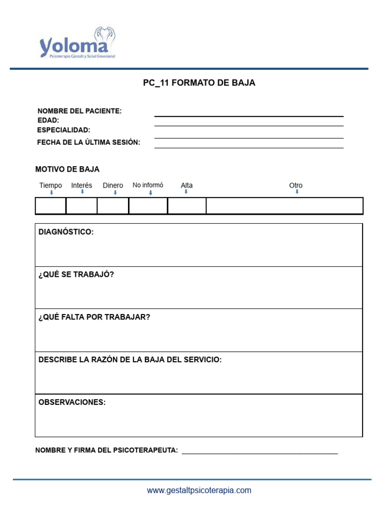 PC - 11 Formato de Baja | PDF