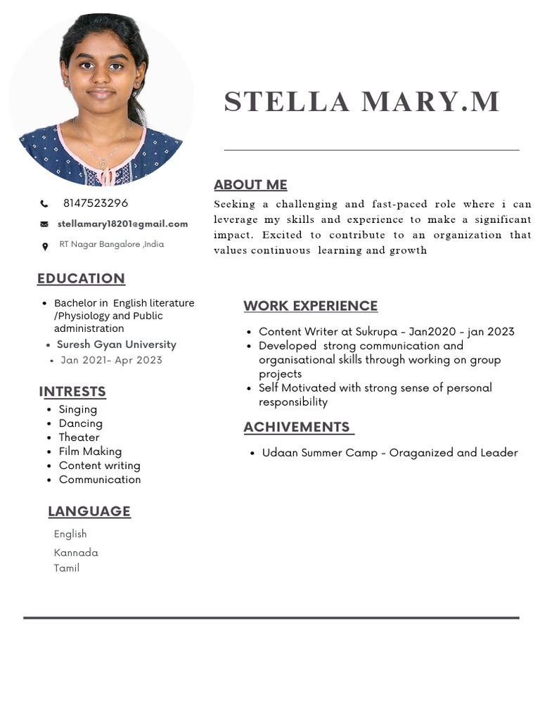 Stella Mary Resume | PDF
