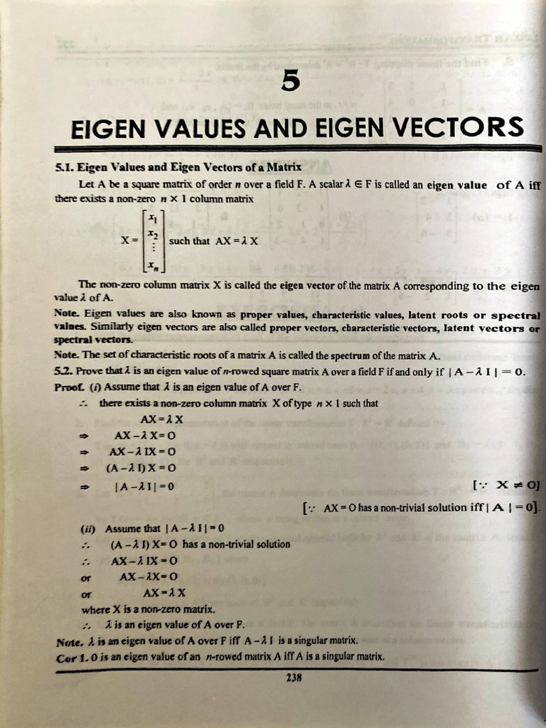 Eigen Values and Eigen Vectors | PDF