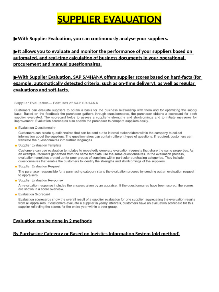 Supplier Evaluation (Public Cloud & Fiori) | PDF | Procurement