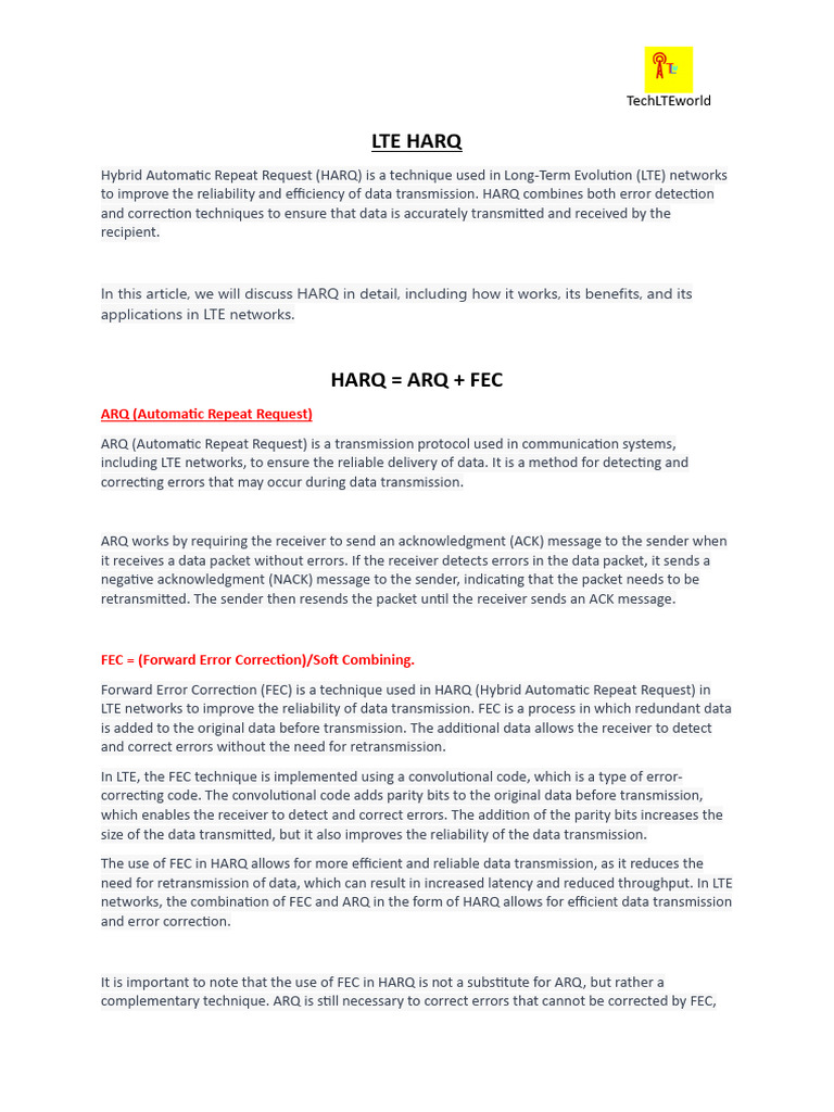 Lte Harq | PDF | Error Detection And Correction | Reliability Engineering