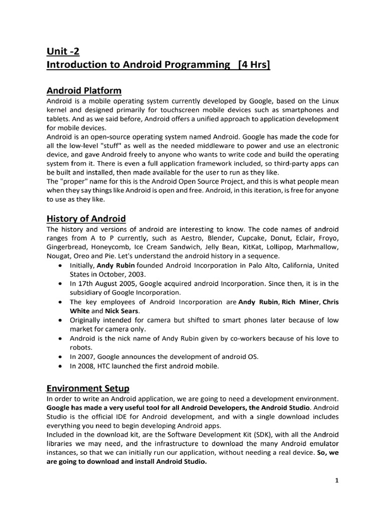 Unit - 2 Introduction To Android Programming. | PDF