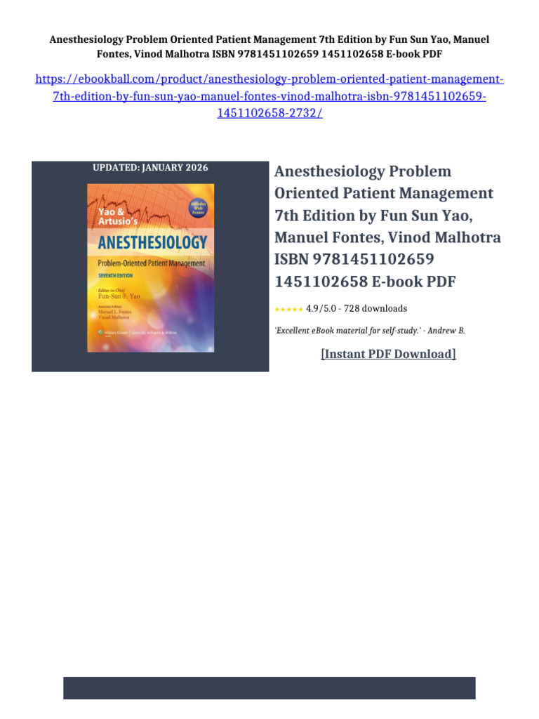 Anesthesiology Problem Oriented Patient Management 7th Edition by Fun ...