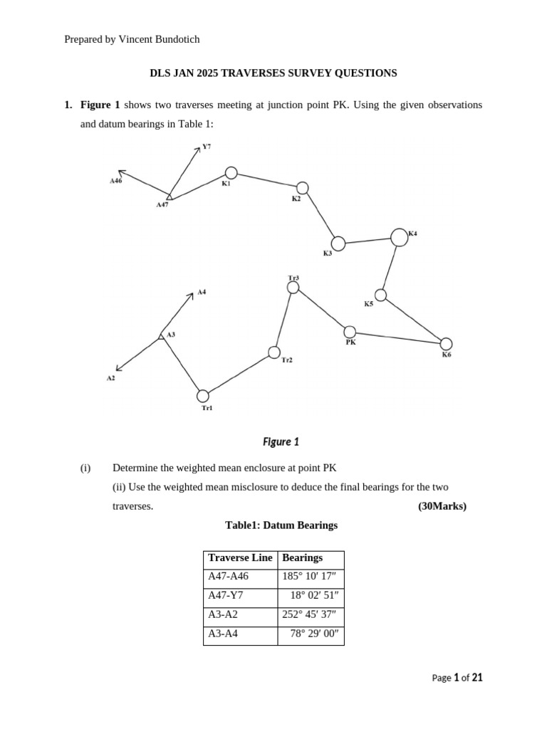 SURVEY CONTROL Traverse Questions | PDF | Geographic Data And ...