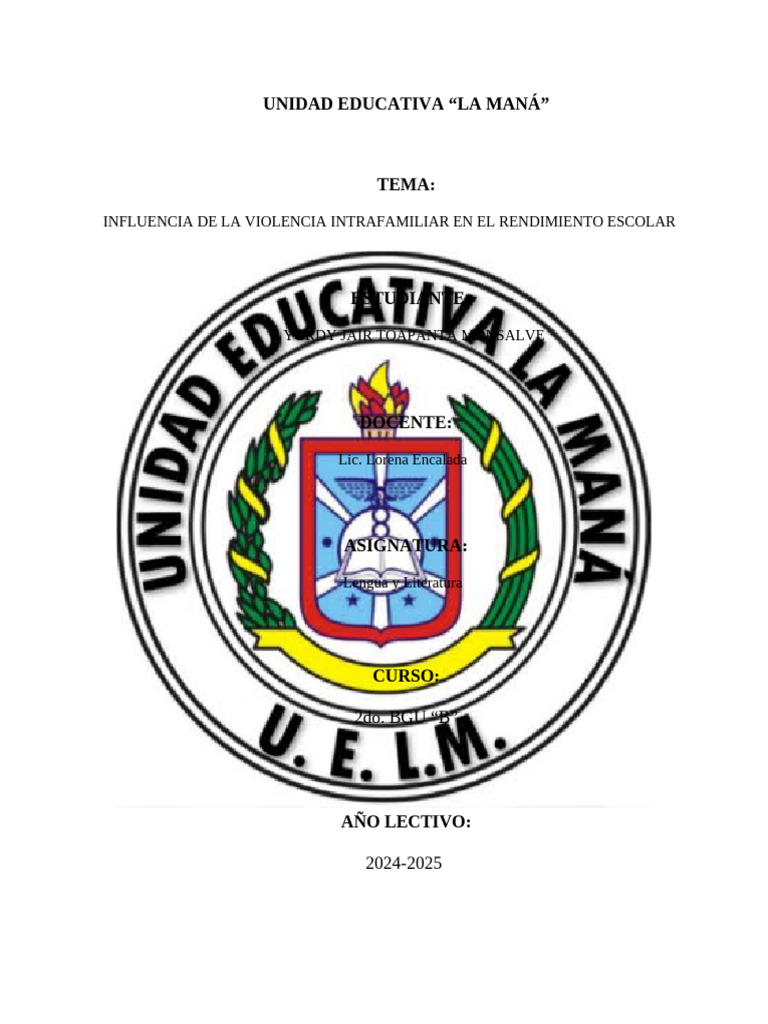 Influencia de La Violencia Intrafamiliar en El Rendimiento Escolar ...