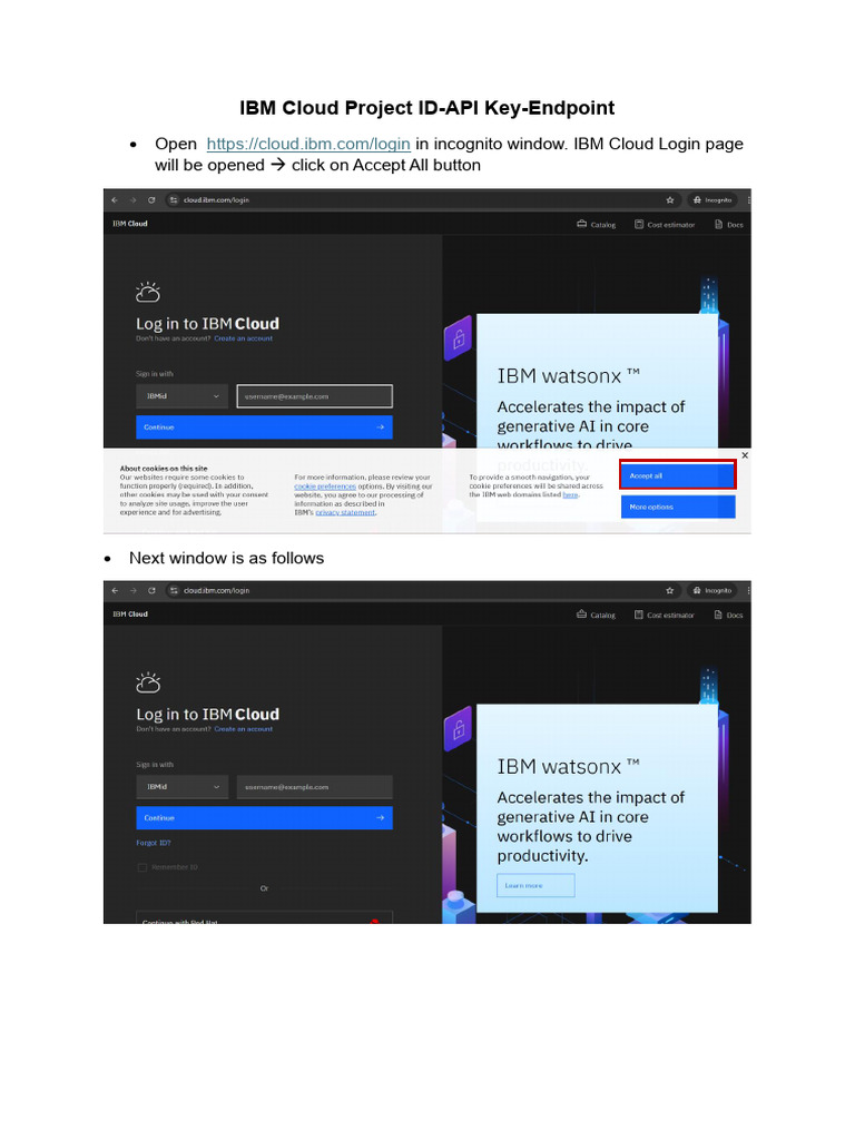 IBMCloud ProjectID APIKey EndPoint | PDF
