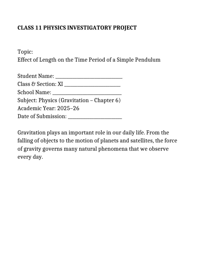 Class 11 Physics Simple Pendulum 11 Pages | PDF | Pendulum | Oscillation
