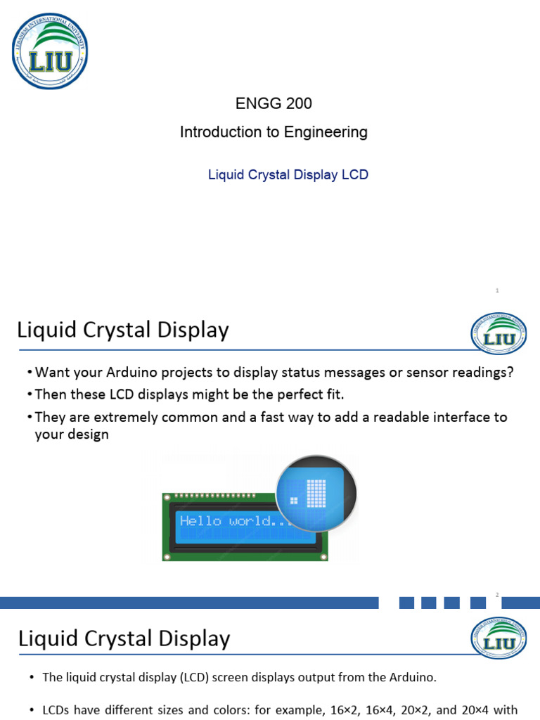 Engg200 Lecture8 LCD | PDF | Liquid Crystal Display | Cursor (User ...