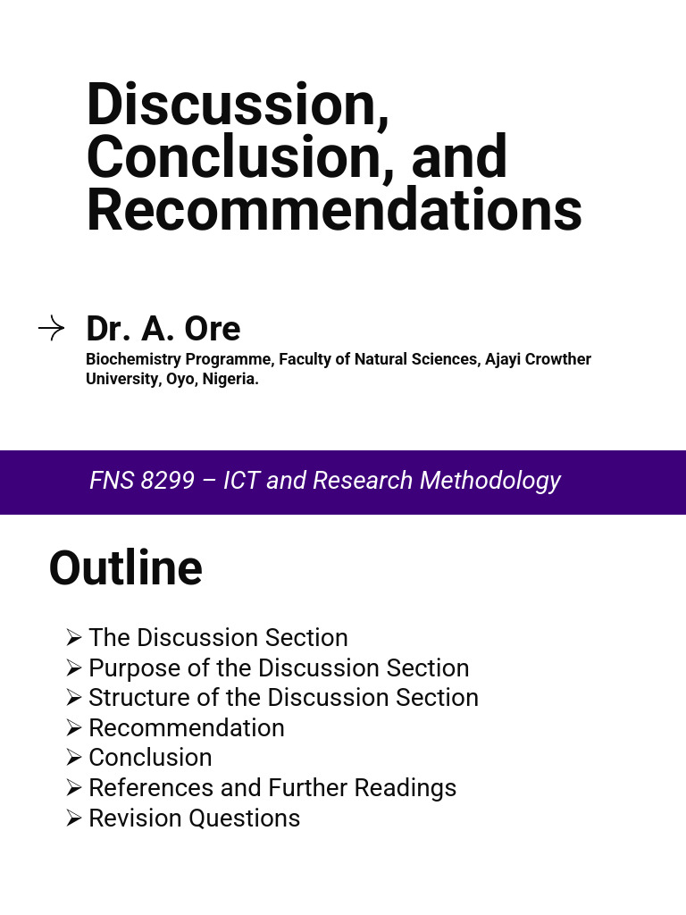 FNS 8299 - Discussion Conclusion Recommendation | PDF | Methodology ...