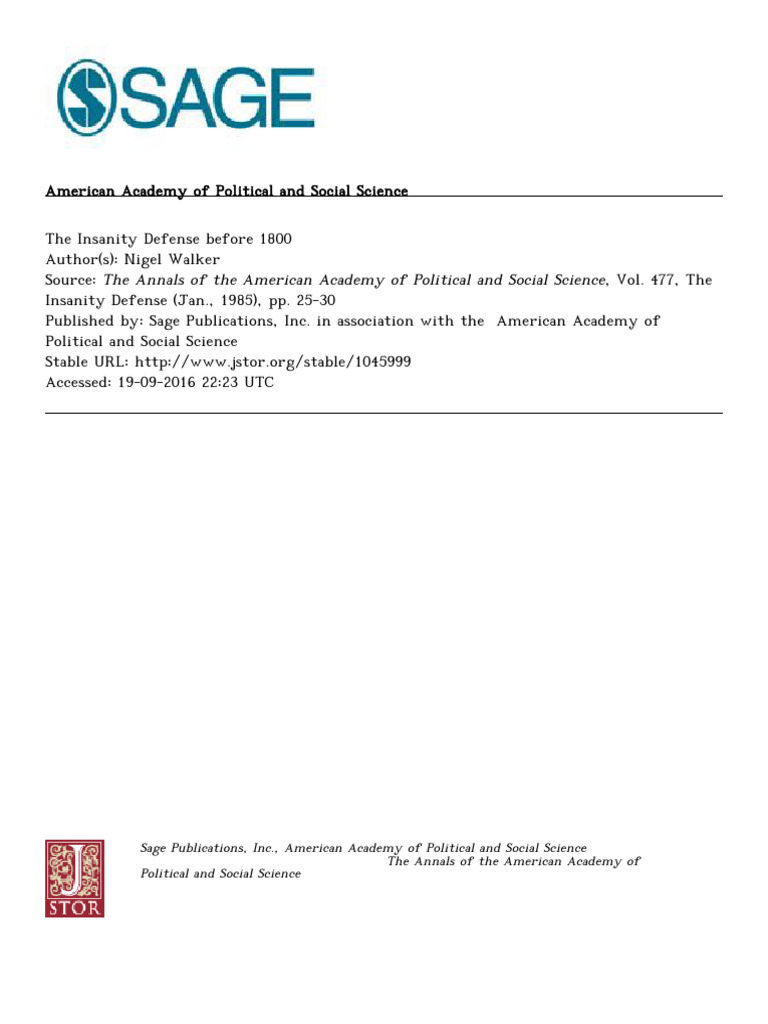 The Insanity Defense Before 1800 | PDF | Insanity Defense | Insanity