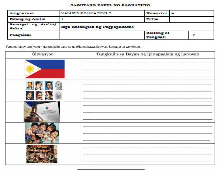 Val Ed Worsheet W1 QRT4 | PDF
