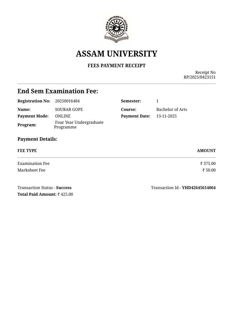 Fee Receipt | PDF