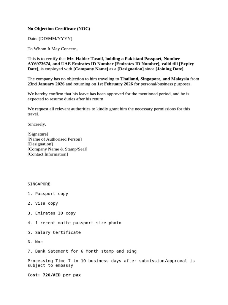 No Objection Certificate - HAIDER | PDF