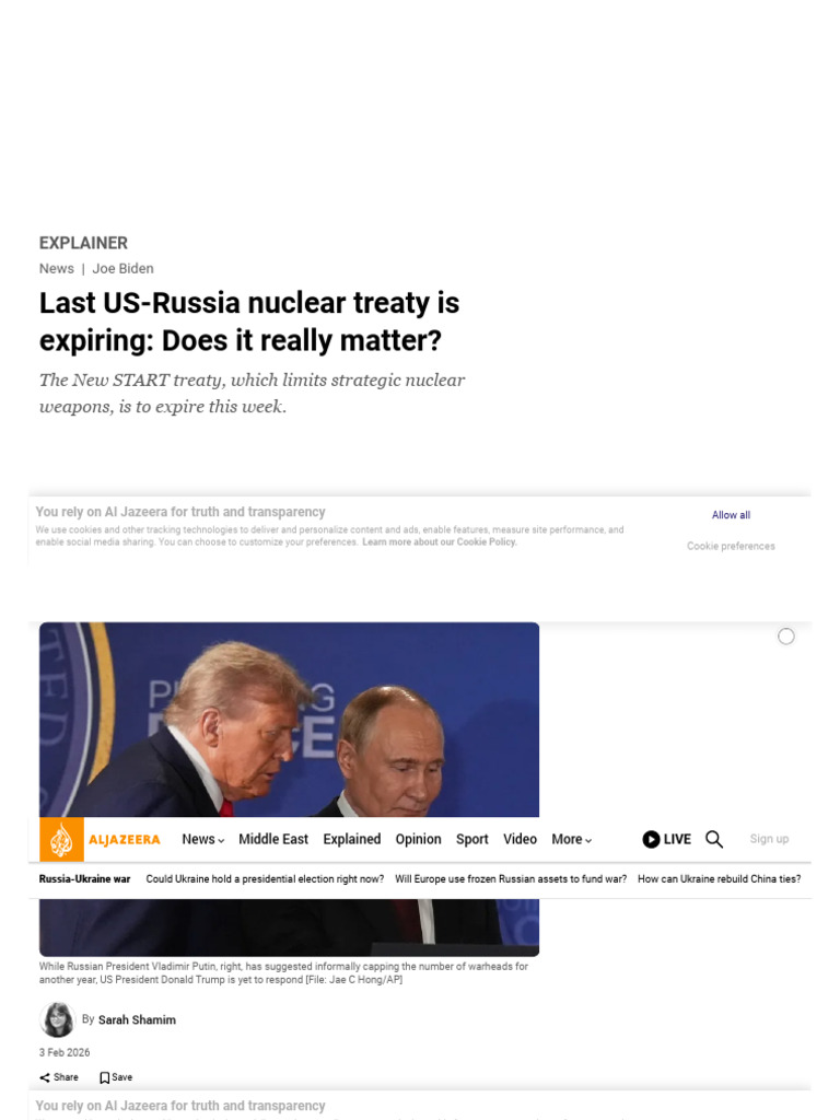 Last US-Russia Nuclear Treaty | PDF | Start I | Nuclear Weapons