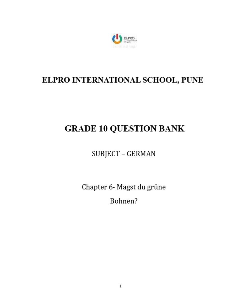 Question Bank German X April 2025-26 | PDF