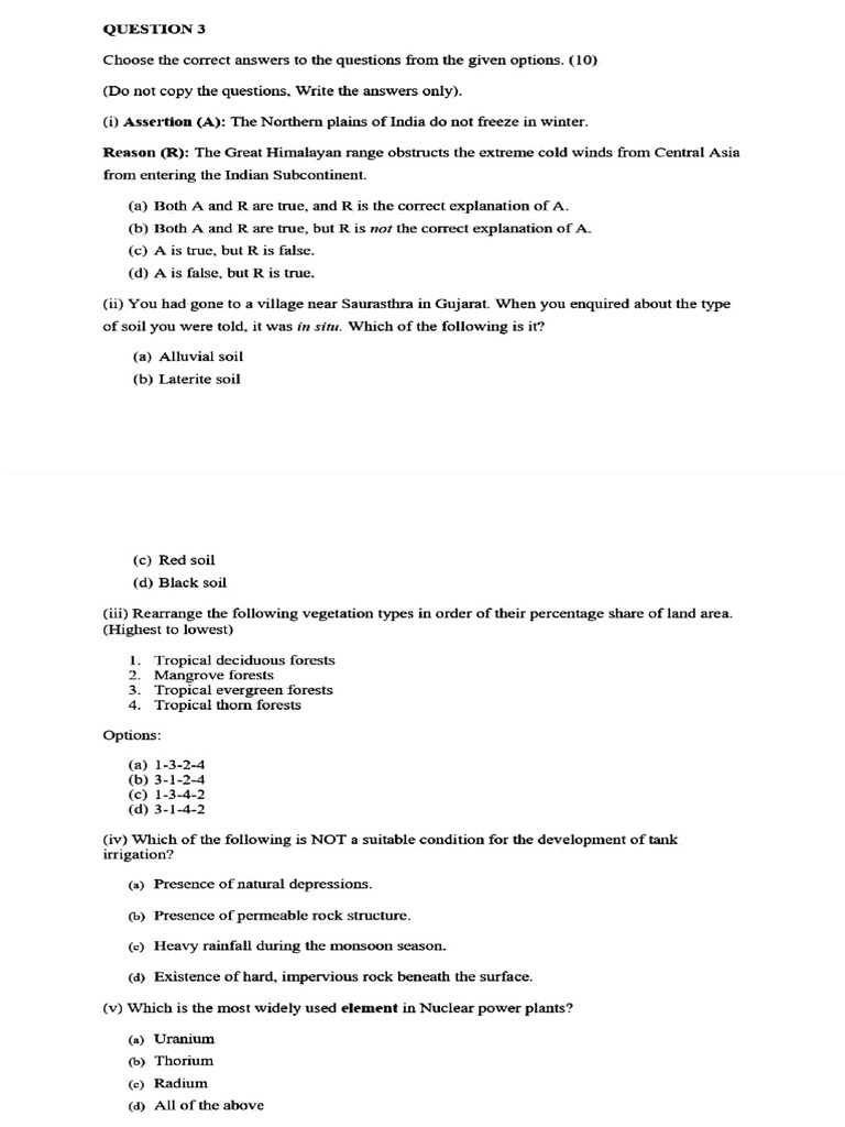 MCQ and Climate Question | PDF | Rain | Tropics