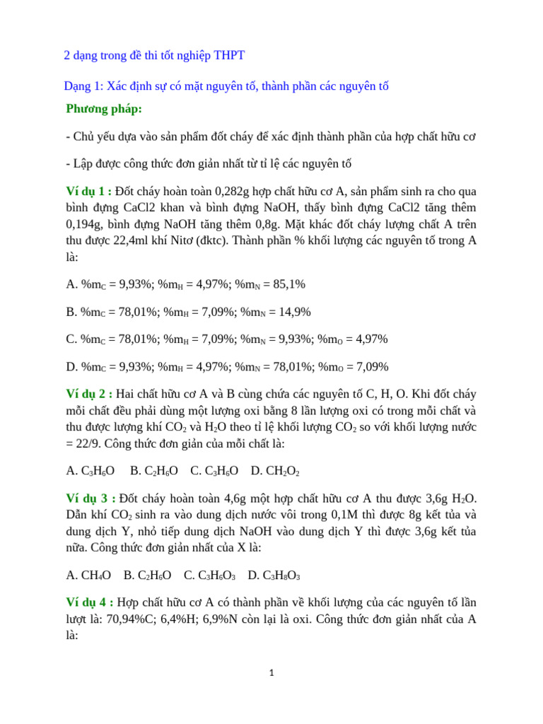 BT ĐC Huu Co Khong Dap An | PDF