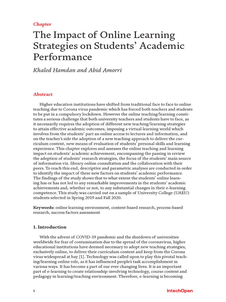 The Impact of Online Learning Strategies On Students' Academic ...