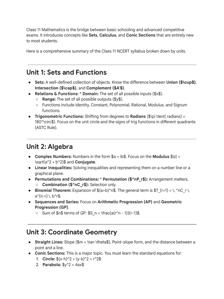 Class 11 Ncert Maths Notes | PDF | Function (Mathematics) | Complex Number
