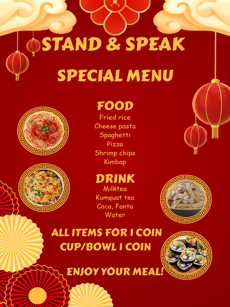 Red and Gold Simple Chinese Menu | PDF