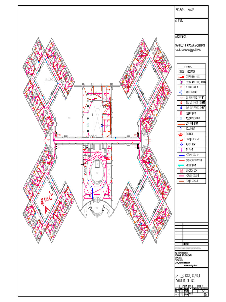 Hostel - GF Main Electrical Conduit Plan-Model | PDF