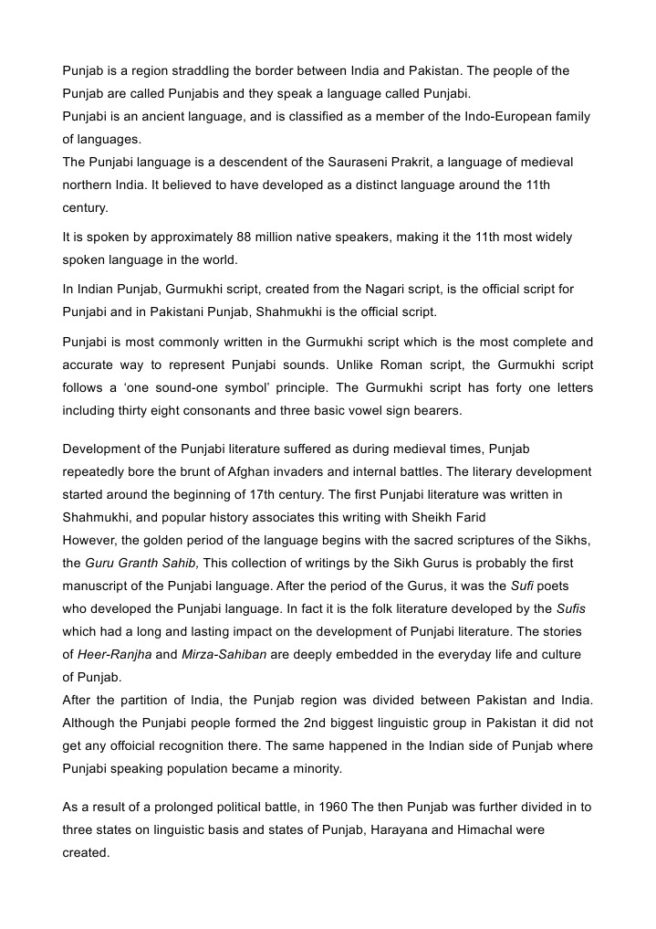 Punjabi language intelligence overview