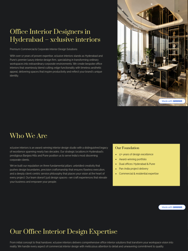 Office Interior Designers in Hyderabad Xclusive Interiors | PDF