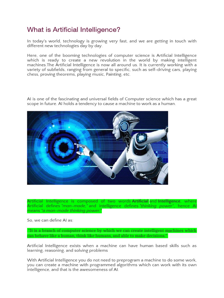 Artificial Intelligence Unit 1 | PDF | Artificial Intelligence ...