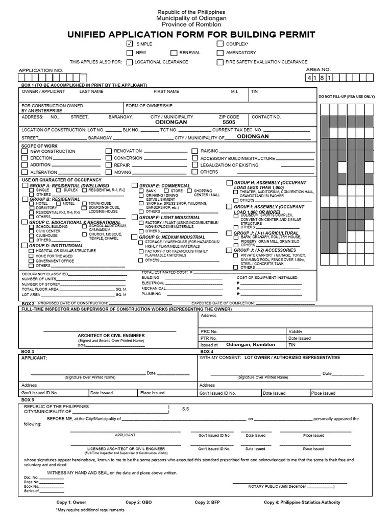 Unified Application For BLDG Permit Back DPWH 2 1 | PDF