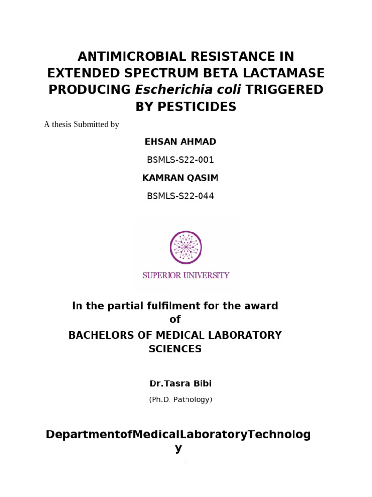 Ehsan 001 Thesis | PDF | Antimicrobial Resistance | Bacteria
