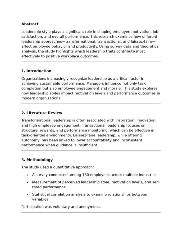 The Influence of Leadership Styles On Employee Motivation and ...