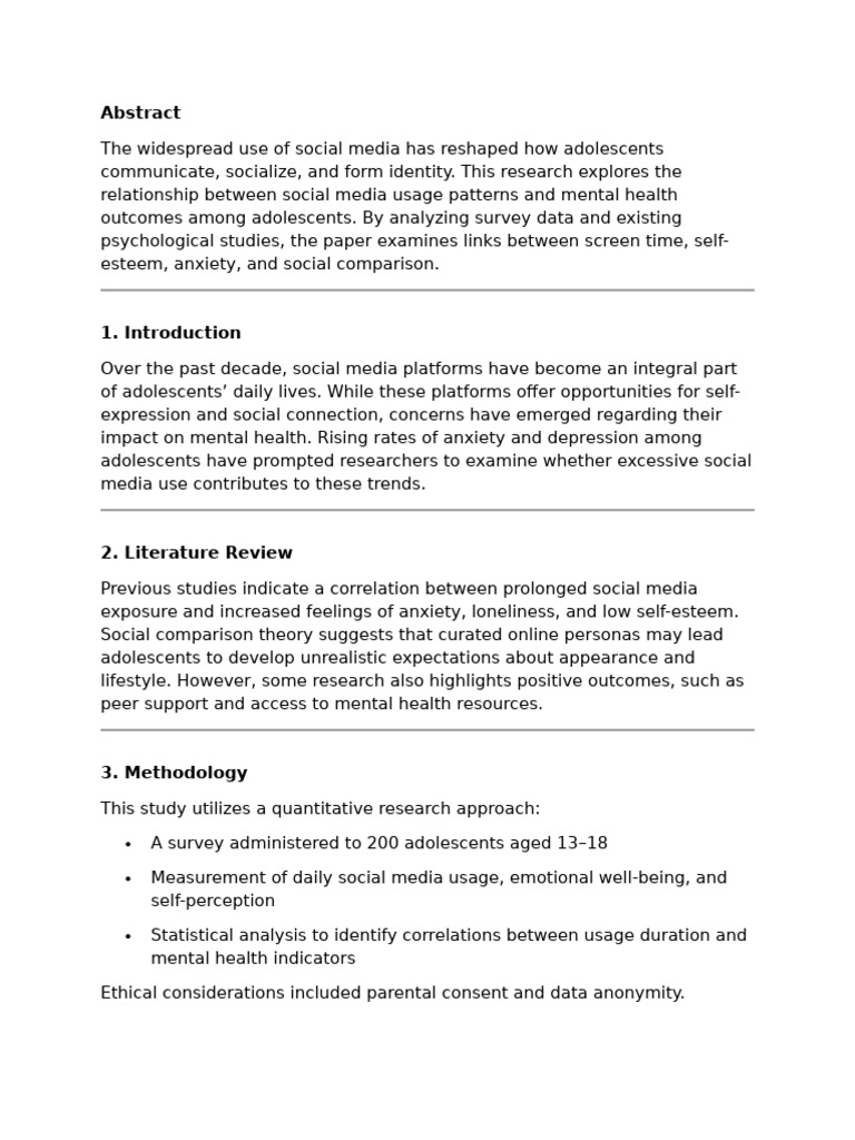 Social Media Usage and Its Influence On Adolescent Mental Health | PDF ...