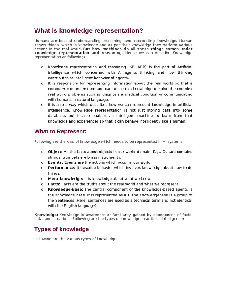 Knowledge Representation | PDF | Knowledge Representation And Reasoning ...