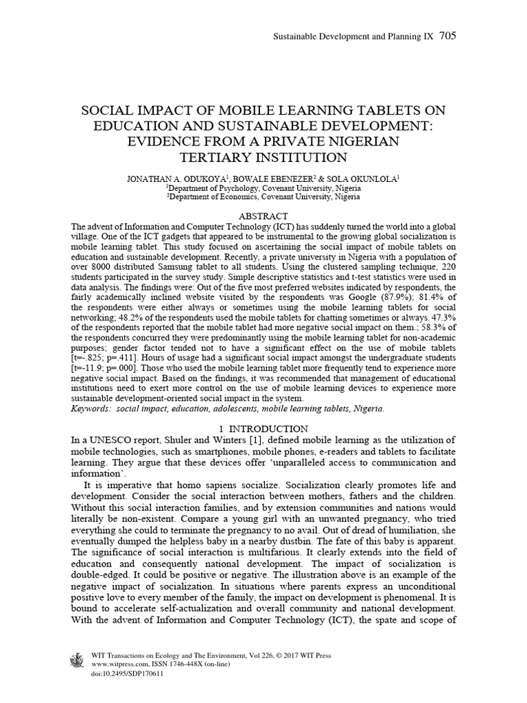 Social Impact of Mobile Learning Tablets | PDF | Educational Technology ...