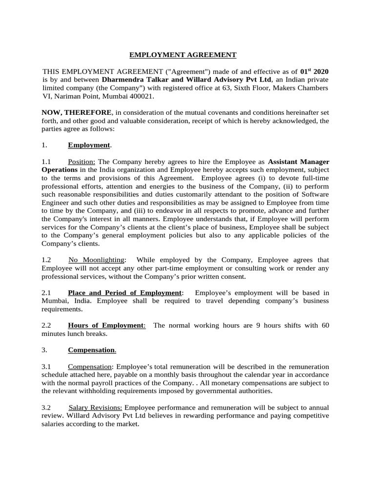Appt Letter Dharmendra | PDF | Employment | Trade Secret