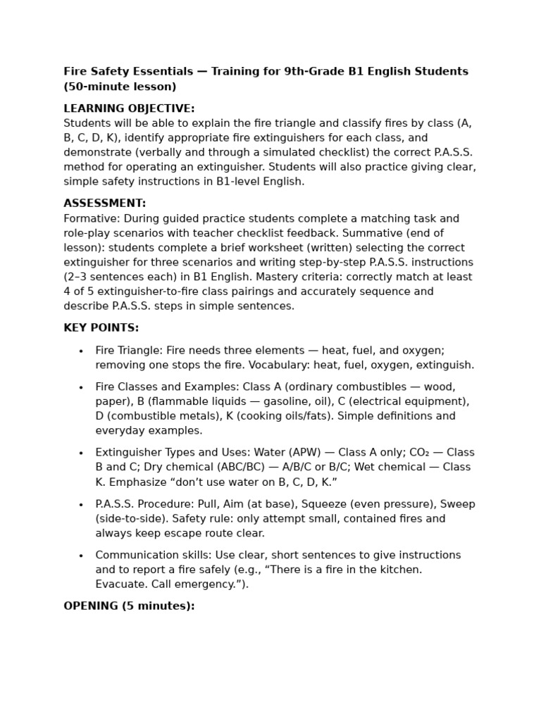 Fire Safety Essentials LP1 | PDF | Fires