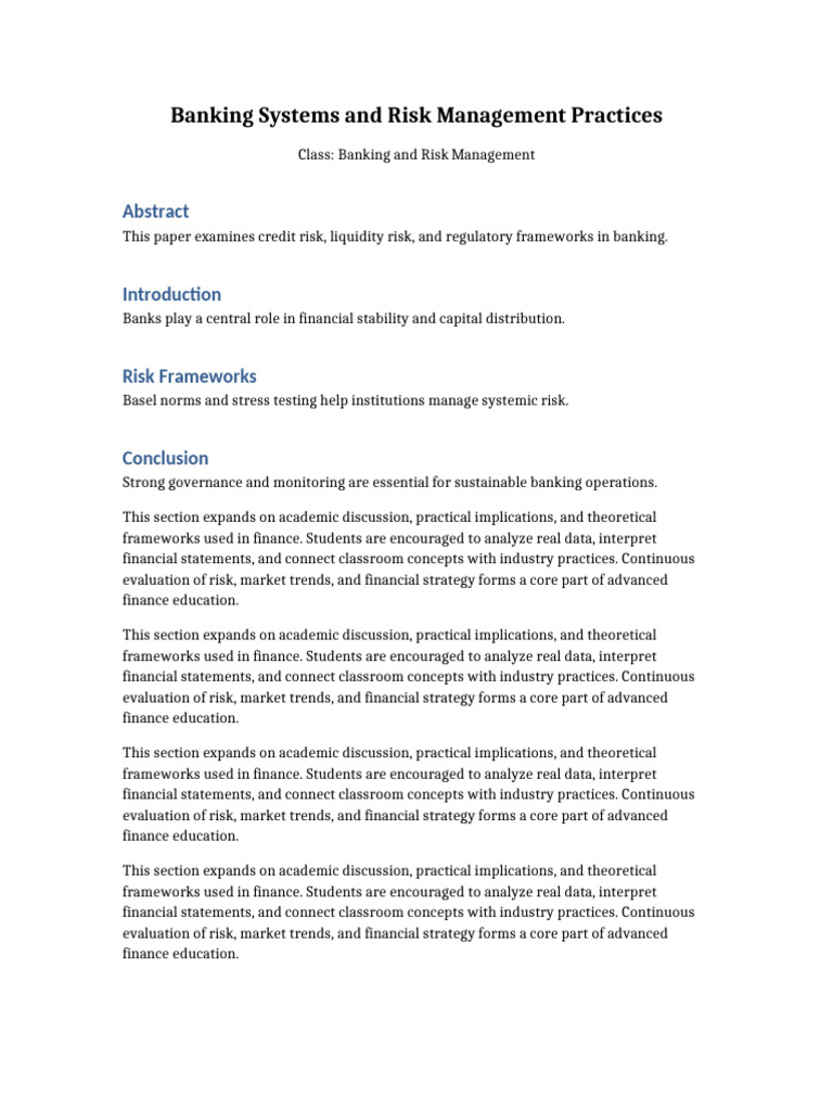 Banking Risk Management Paper | PDF | Banks | Evaluation