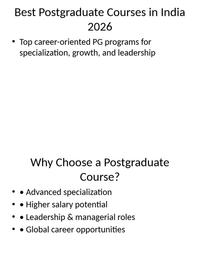 Best Postgraduate Courses India 2026 | PDF