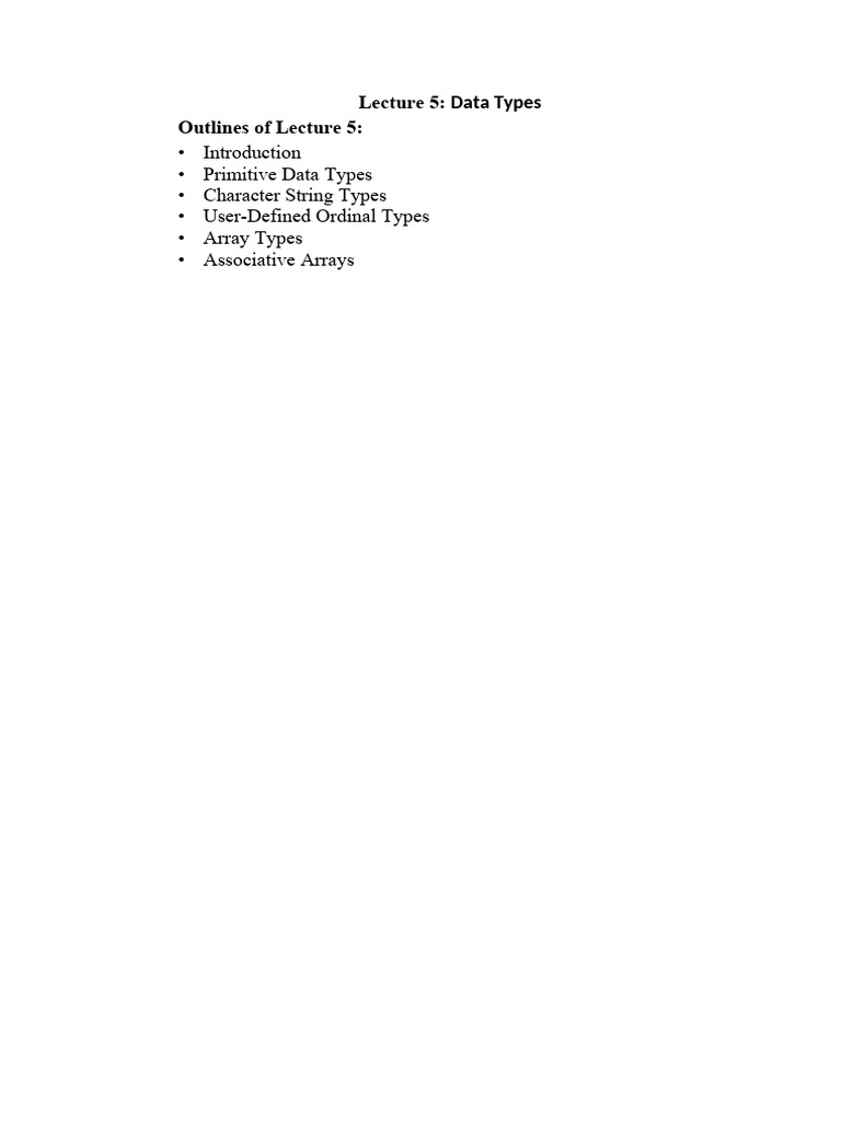 Course Contents - Lecture 5 | PDF | Data Type | String (Computer Science)