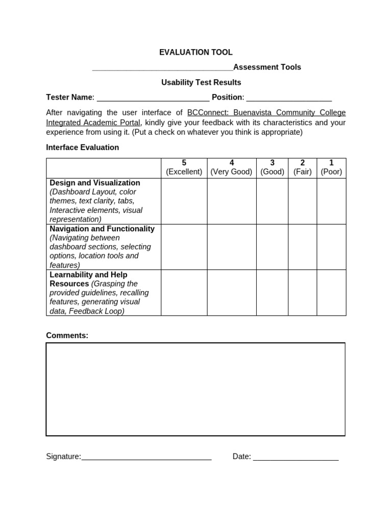 Evaluation Tool Final 1 | PDF