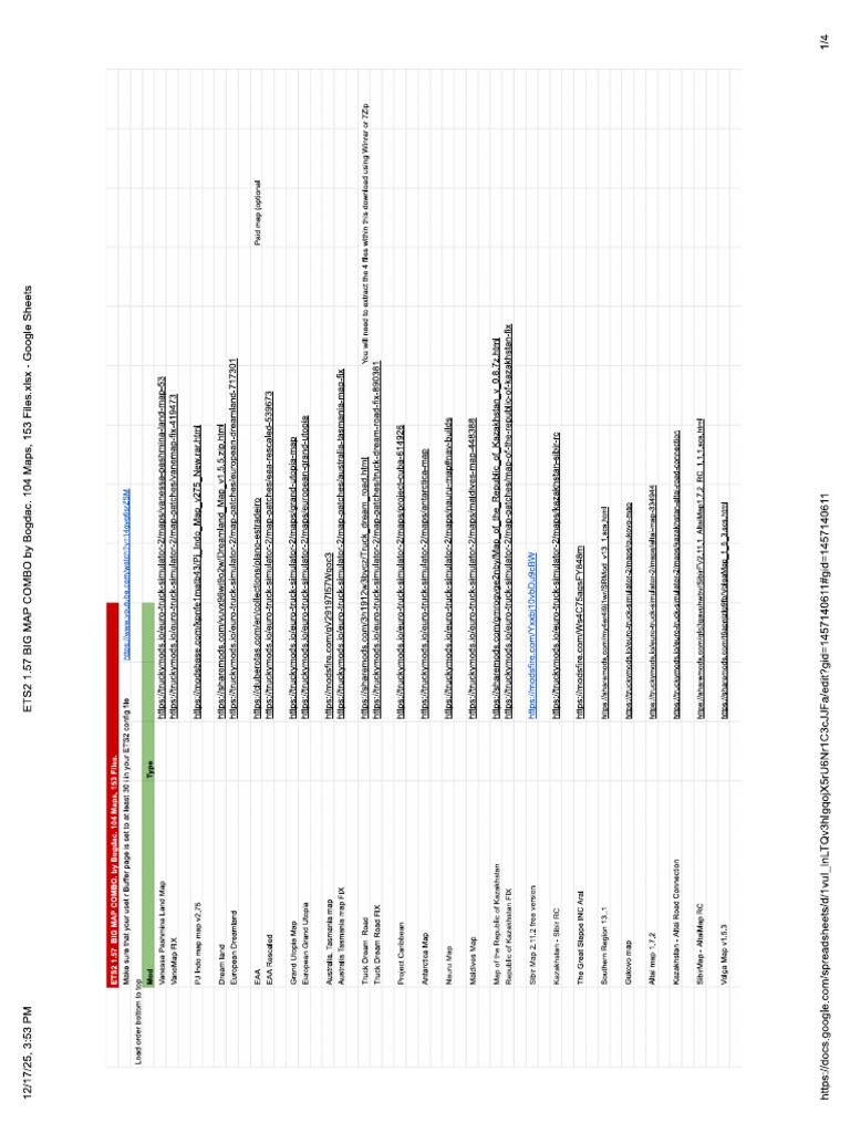 Map Spreadsheet | PDF