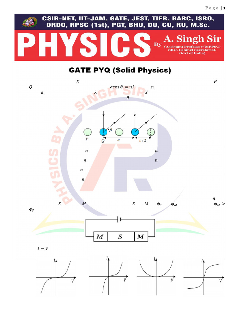 GATE PYQ (Solid) | PDF | Superconductivity | Applied And ...